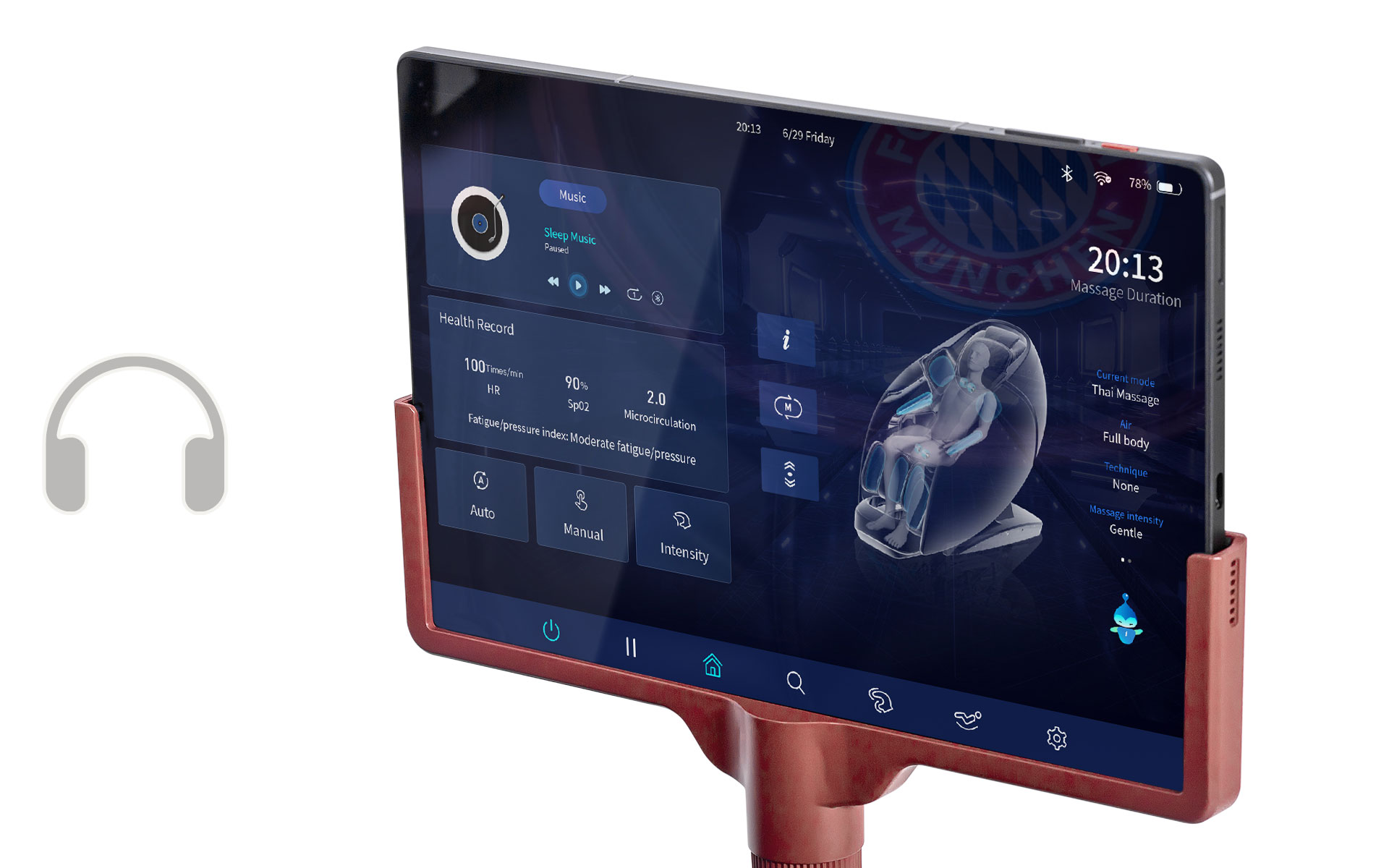 fotel masujący iRest Dual Core V8 FC BAYERN - muzyka relaksacyjna fotel masujący iRest Dual Core V8 FC BAYERN - muzyka relaksacyjna