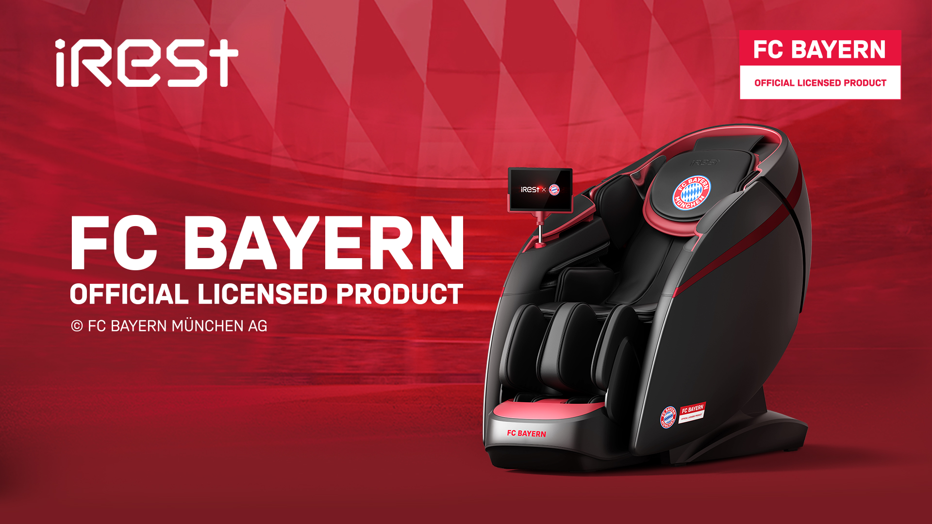 fotel masujący iRest Dual Core V8 FC BAYERN - produkt oficjalny fotel masujący iRest Dual Core V8 FC BAYERN - produkt oficjalny